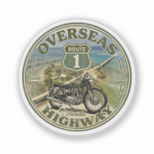 vintage Overseas Highway Florida Keys Straßengesch Aufkleber