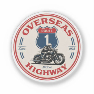vintage Overseas Highway Florida Keys Straßengesch Aufkleber