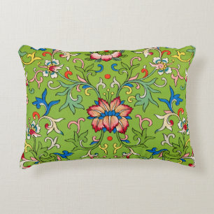 Vintage Owen Jones Chinesisches Ornament Grünes Bl Dekokissen