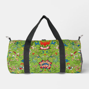 Vintage Owen Jones chinesisches Ornament grünes Bl Duffle Bag