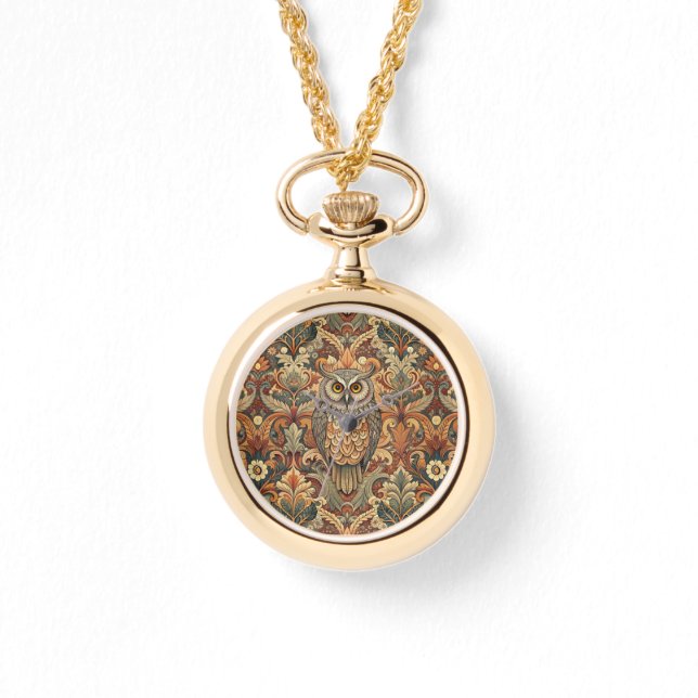 Vintage Owl Art Style Morris Armbanduhr (Vorderseite)
