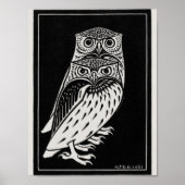 Vintage Owl Illustration Poster (Vorne)