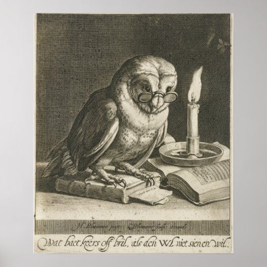 Vintage Owl Illustration Poster (Vorne)