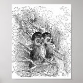 Vintage Owl Illustration Poster (Vorne)