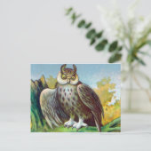 Vintage Owl Postkarte (Stehend Vorderseite)