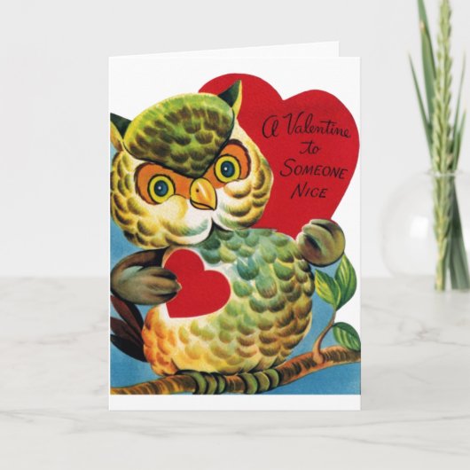 Vintage Owl Valentine's Day Card Feiertagskarte (Vorderseite)