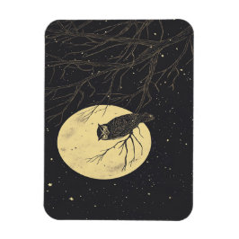 Vintage Owlingkunst unter Mondlicht Magnet
