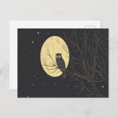 Vintage Owlingkunst unter Mondlicht Postkarte (Vorne/Hinten)