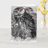 Vintage Owls Grußkarte Karte (Gelbe Blume)