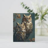 Vintage Owls Postkarte (Stehend Vorderseite)