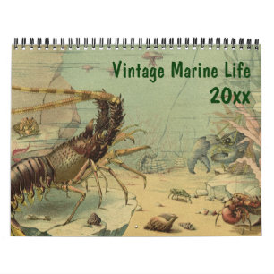 Vintage-Ozean-Meeresleben-Tiere und Meerestiere Kalender