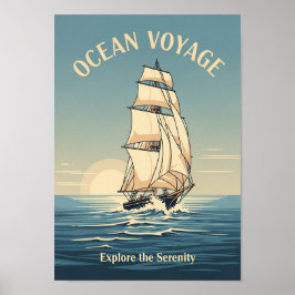Vintage-Ozean-Segelschiff-Druckposter Poster