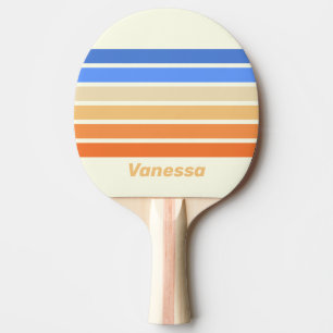 Vintage Ozean Sonne auf Streifen mit Namen Tischtennis Schläger