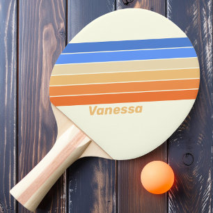 Vintage Ozean Sonnen Streifen mit Namen Tischtennis Schläger