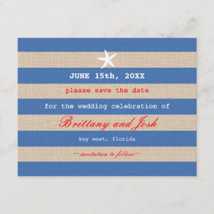 Vintage-Ozean-Streifen Save-the-Date-Einladung Save The Date
