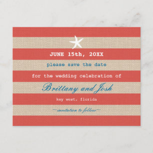 Vintage-Ozean-Streifen Save-the-Date-Einladung Save The Date