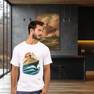 Vintage-Ozeandampfer Retro-Reise der Mitte des J T-Shirt