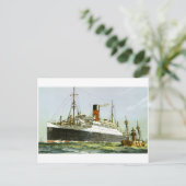 Vintage-Ozeandampfer und Schlepper Postkarte (Stehend Vorderseite)