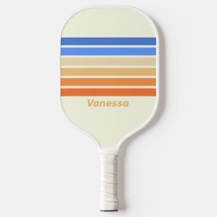 Vintage Ozeansonne durch Streifen mit Namen Pickleball Schläger