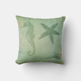 Vintage Ozeantiere und Seashells Kissen
