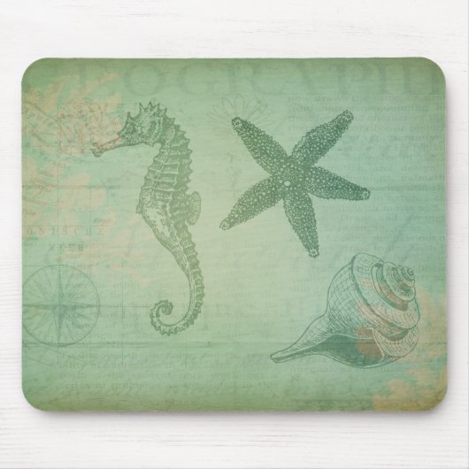 Vintage Ozeantiere und Seashells Mousepad (Vorne)