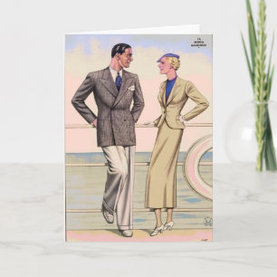Vintage-Paar auf Kreuzfahrt Karte