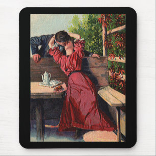 Vintage Paar küssen Valentinstag Mousepad