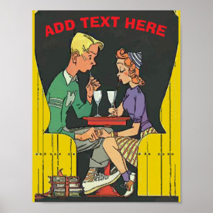Vintage Paar mit Limonade Poster