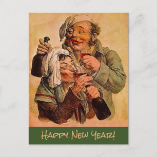 Vintage Paar teilt Tonic Prost Neujahr PC Postkarte