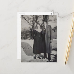 Vintage Paare im Schnee Postkarte