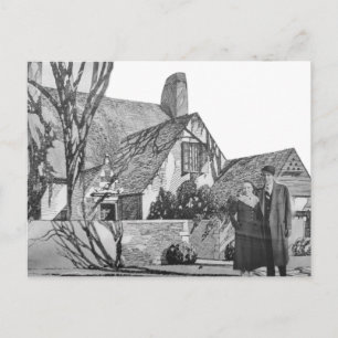 Vintage Paare Neues Haus Schwarz-Weiß-Collage Postkarte