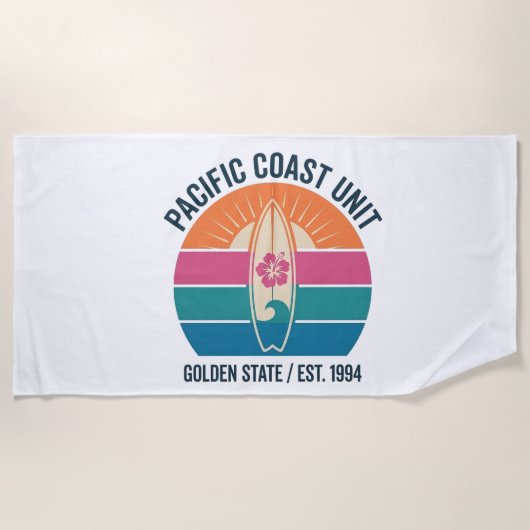 Vintage Pacific Coast Surf Beach Towel Strandtuch (Vorderseite)
