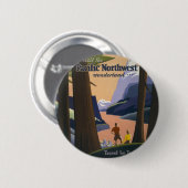Vintage Pacific Northwest Reiseplakat 1925 Zug Button (Vorne & Hinten)
