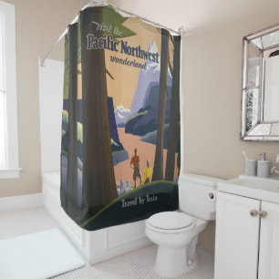 Vintage Pacific Northwest Reiseplakat 1925 Zug Duschvorhang
