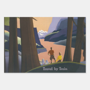 Vintage Pacific Northwest Reiseplakat 1925 Zug Geschenkpapier Set