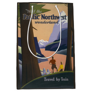 Vintage Pacific Northwest Reiseplakat 1925 Zug Mittlere Geschenktüte