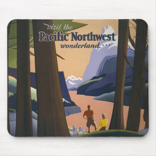 Vintage Pacific Northwest Reiseplakat 1925 Zug Mousepad (Vorne)