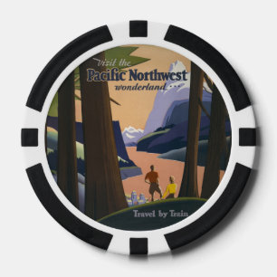 Vintage Pacific Northwest Reiseplakat 1925 Zug Pokerchips