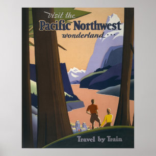 Vintage Pacific Northwest Reiseplakat 1925 Zug Poster