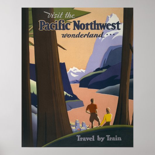 Vintage Pacific Northwest Reiseplakat 1925 Zug Poster (Vorne)
