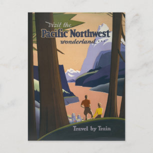 Vintage Pacific Northwest Reiseplakat 1925 Zug Postkarte