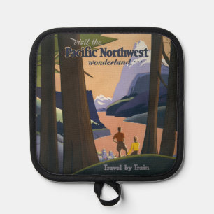 Vintage Pacific Northwest Reiseplakat 1925 Zug Topflappen
