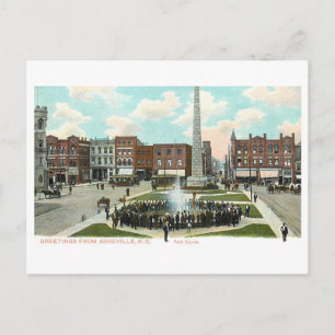 Vintage Pack Square, Asheville, North Carolina Postkarte