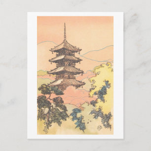 Vintage Pagode, Nara, Japan Postkarte