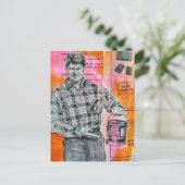 Vintage Paint Man Collage Postkarte (Stehend Vorderseite)