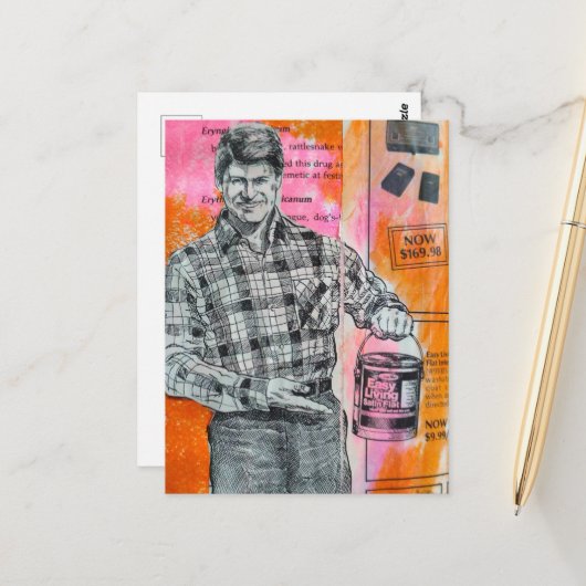 Vintage Paint Man Collage Postkarte (Vorderseite/Rückseite Beispiel)
