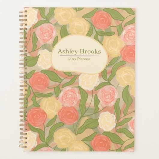 Vintage Painterly Roses Personalized Planner Planer (Vorderseite)