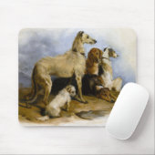 Vintage painting of five cute dogs mousepad (Mit Mouse)