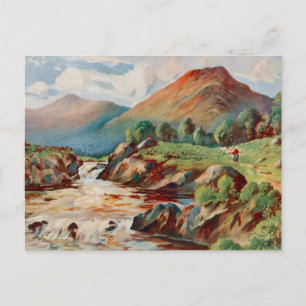 Vintage painting of the river Conan in Ross-shire Postkarte