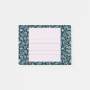 Vintage Paisley Blau Türkis Blumenmuster Post-it Klebezettel